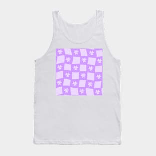 Large Floral Checker Board - Digital Lavender Tank Top